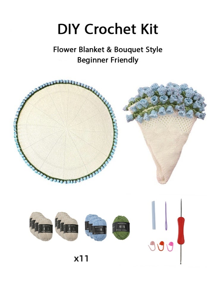 SHABILI DIY Flower Bouquet Blanket Crochet Kit, 2-in-1 Cozy Throw Blanket and Floral Display, Handmade 3D Crochet Flowers, Unique Craft Kit Gift for Mother’s Day Birthday Wedding or Valentine’s Day (Not Finished Product, Hand-Woven Required) - Image 2